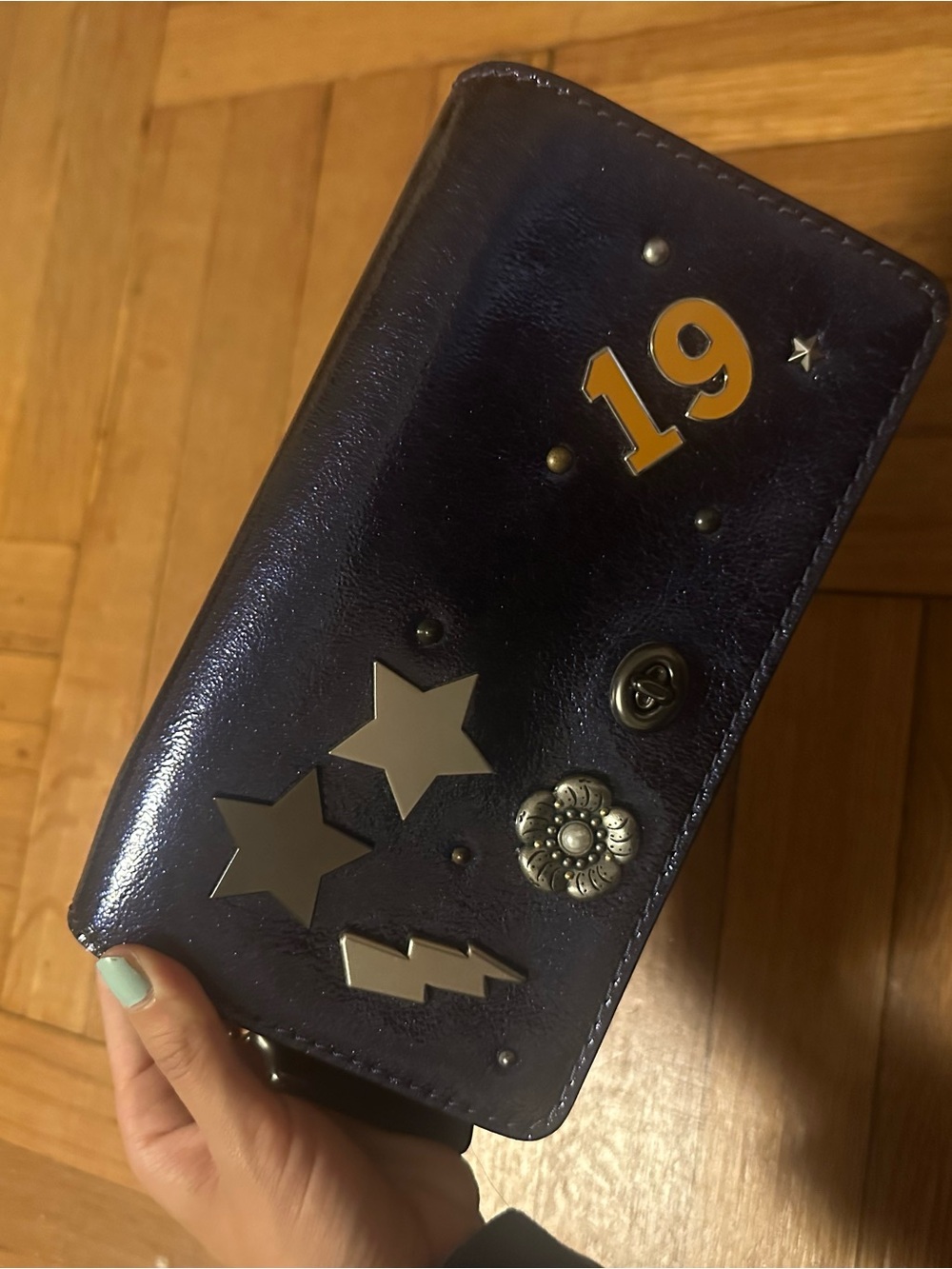 Coach ReLoved Dinky bag
Star & Number Studs - Navy crinkle leather - Picture 2 of 9
